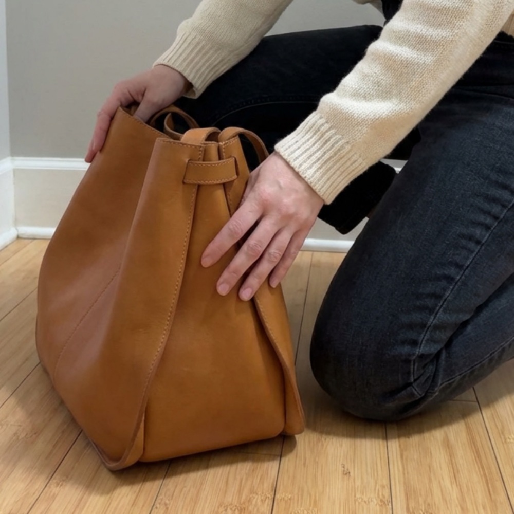 Large ABLE Tan GENUINE Leather Tote Bag - Picture 2 of 7